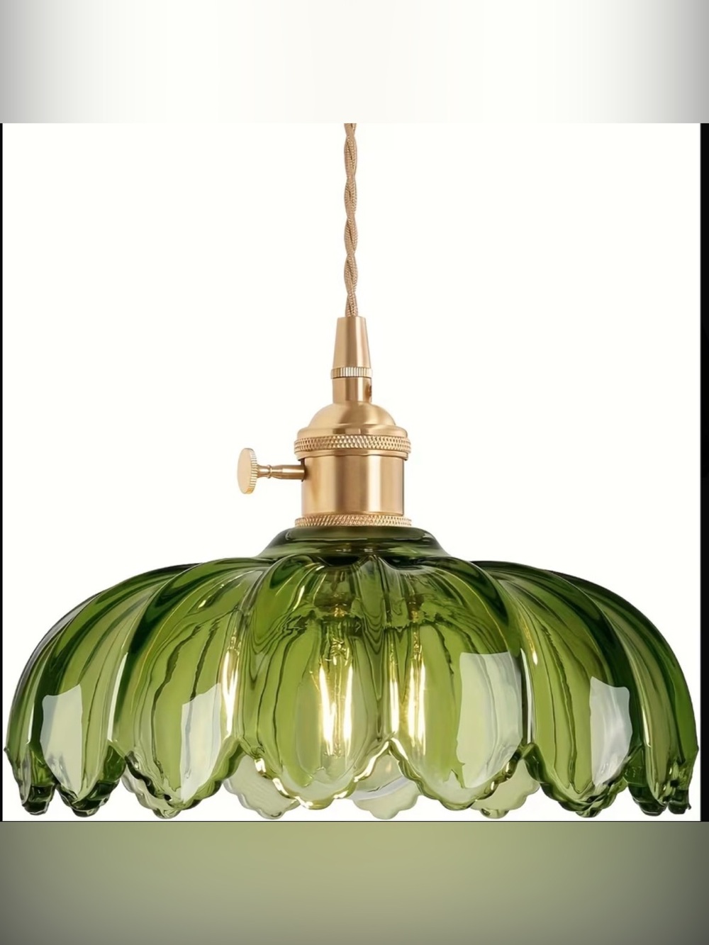 Brass & Green Glass Pendant Light -